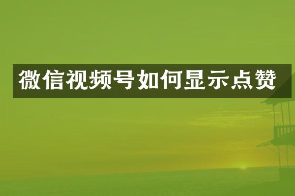微信视频号如何显示点赞