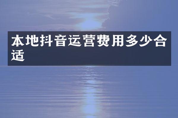 本地抖音运营费用多少合适