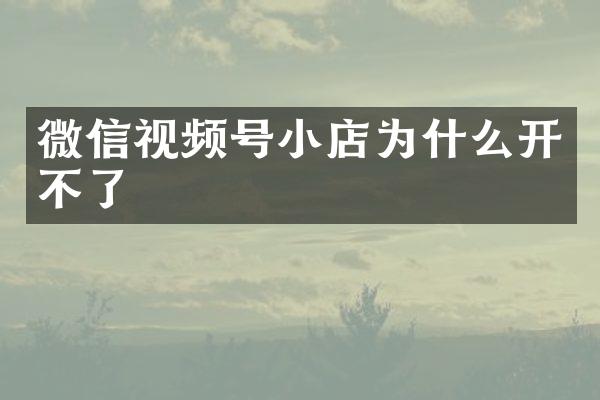 微信视频号小店为什么开不了