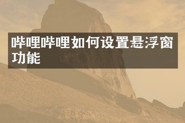 哔哩哔哩如何设置悬浮窗功能