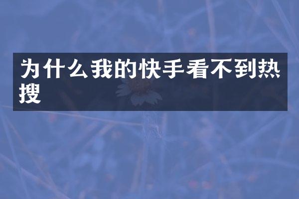 为什么我的快手看不到热搜