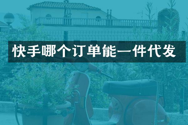 快手哪个订单能一件代发