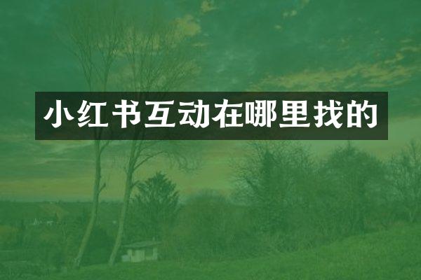 小红书互动在哪里找的