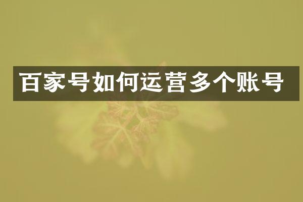 百家号如何运营多个账号