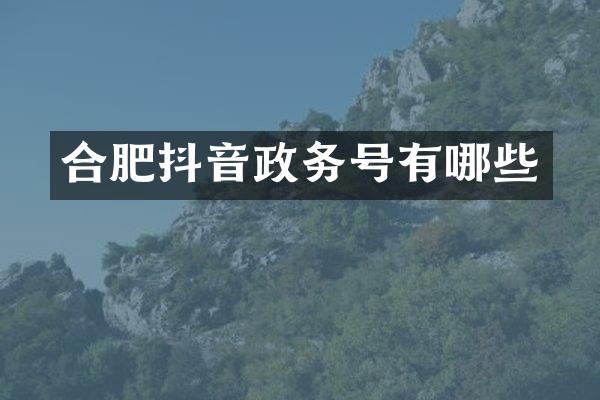 合肥抖音政务号有哪些
