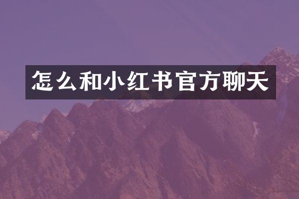 怎么和小红书官方聊天