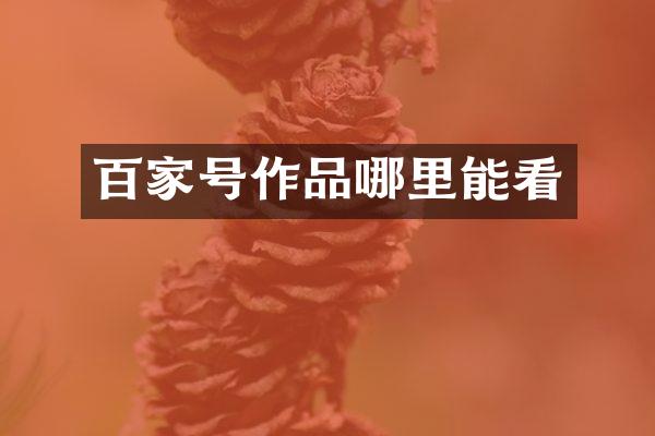 百家号作品哪里能看