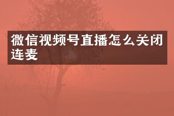 微信视频号直播怎么关闭连麦