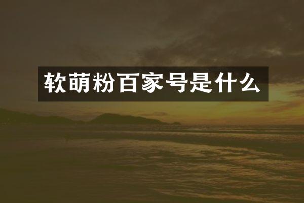 软萌粉百家号是什么