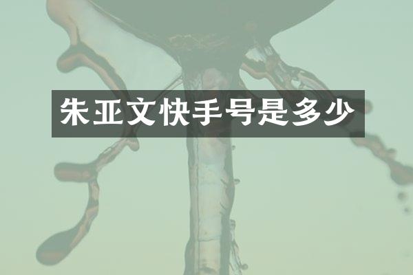 朱亚文快手号是多少