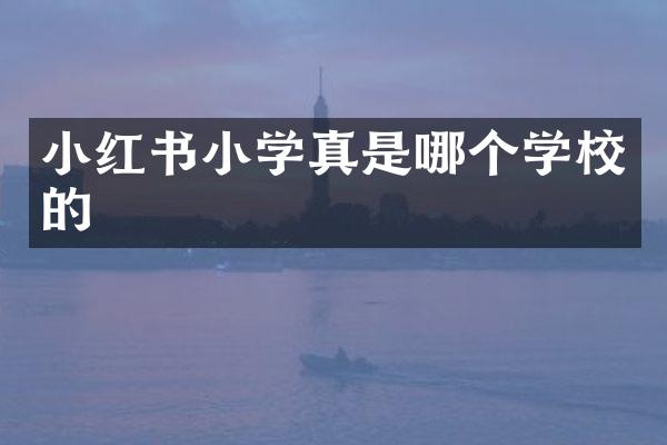 小红书小学真是哪个学校的