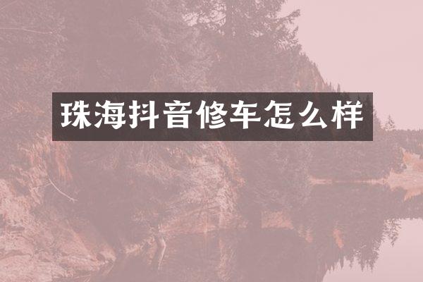 珠海抖音修车怎么样