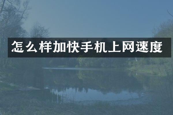怎么样加快手机上网速度