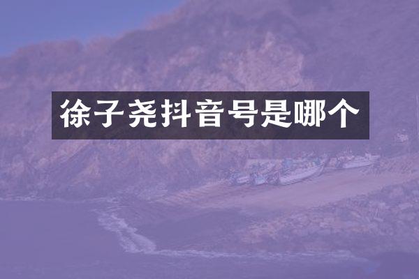 徐子尧抖音号是哪个