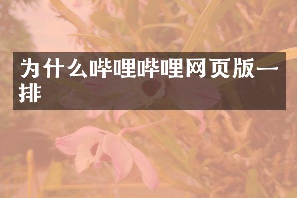 为什么哔哩哔哩网页版一排