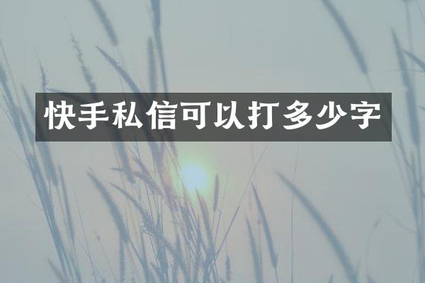 快手私信可以打多少字