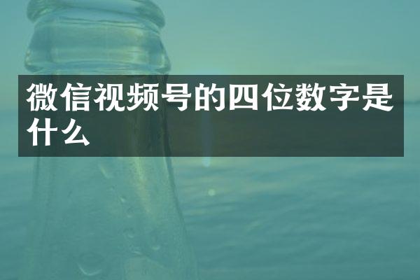 微信视频号的四位数字是什么