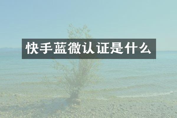 快手蓝微认证是什么