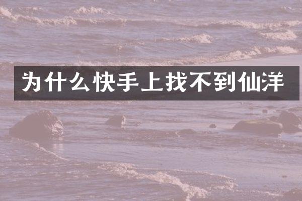 为什么快手上找不到仙洋