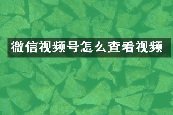 微信视频号怎么查看视频