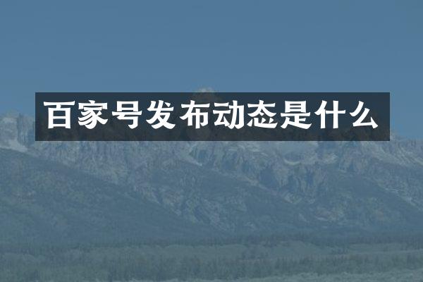 百家号发布动态是什么