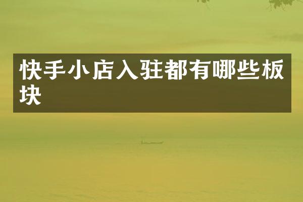 快手小店入驻都有哪些板块