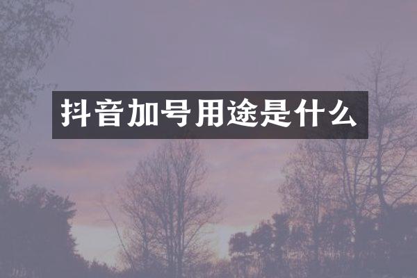抖音加号用途是什么