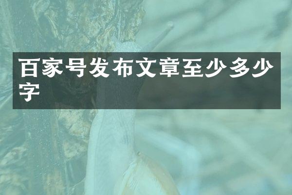 百家号发布文章至少多少字