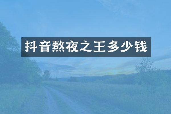 抖音熬夜之王多少钱