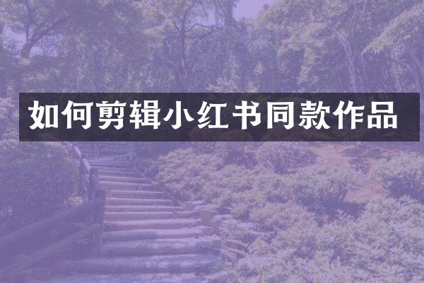 如何剪辑小红书同款作品