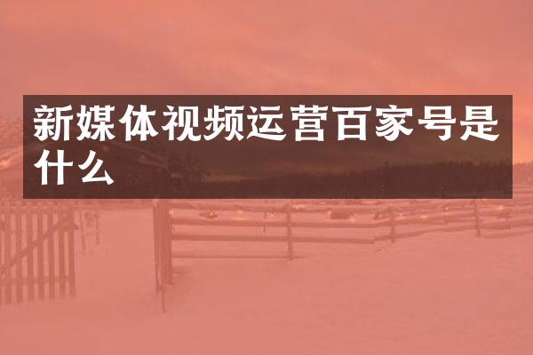 新媒体视频运营百家号是什么