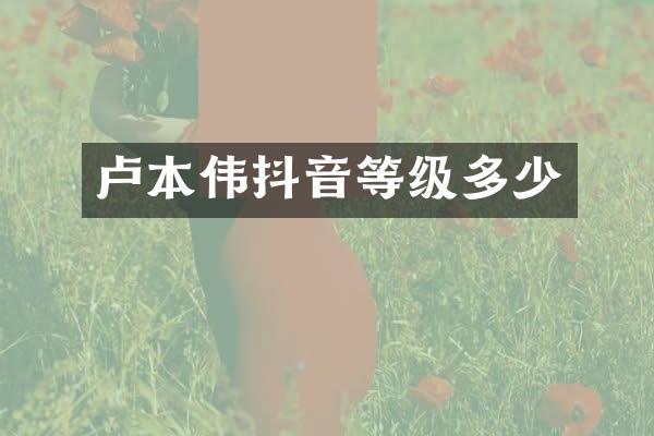 卢本伟抖音等级多少
