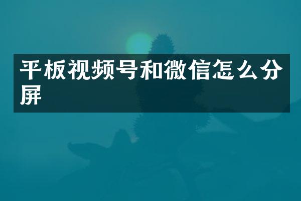 平板视频号和微信怎么分屏