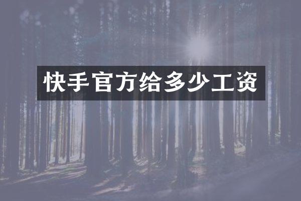 快手官方给多少工资