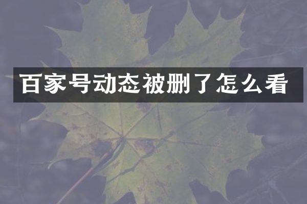百家号动态被删了怎么看