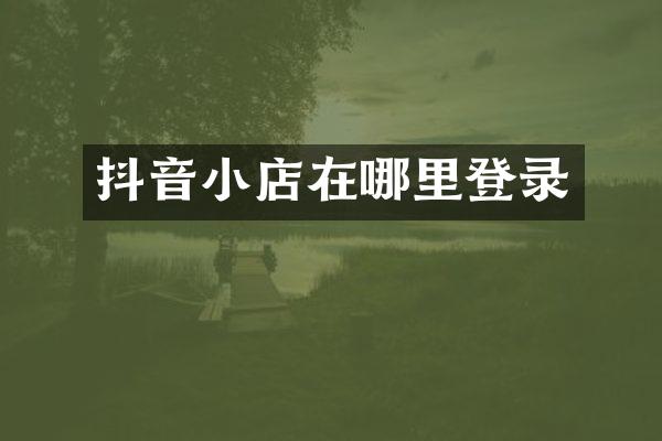 抖音小店在哪里登录