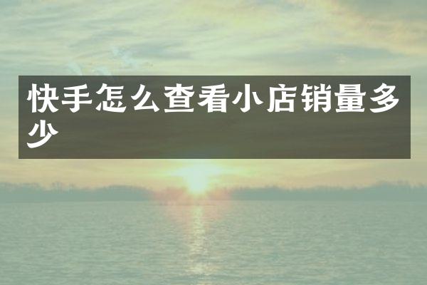 快手怎么查看小店销量多少