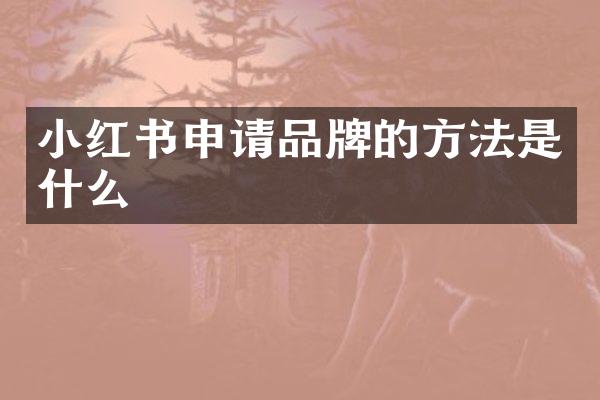小红书申请品牌的方法是什么