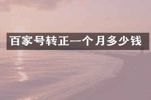 百家号转正一个月多少钱