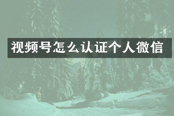 视频号怎么认证个人微信