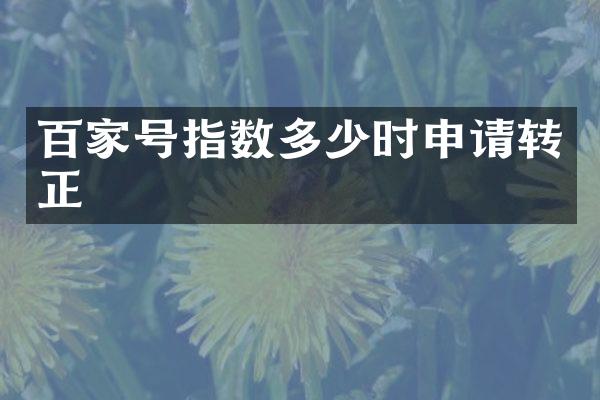 百家号指数多少时申请转正