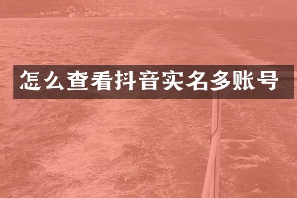 怎么查看抖音实名多账号