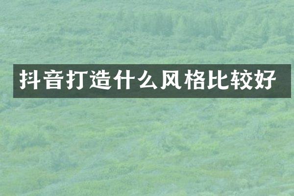 抖音打造什么风格比较好