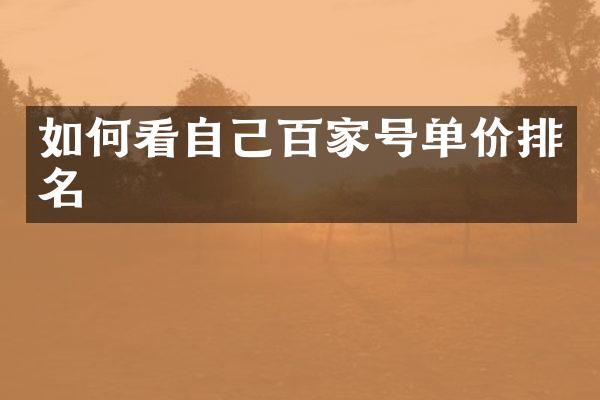 如何看自己百家号单价排名