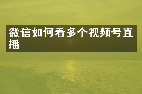 微信如何看多个视频号直播