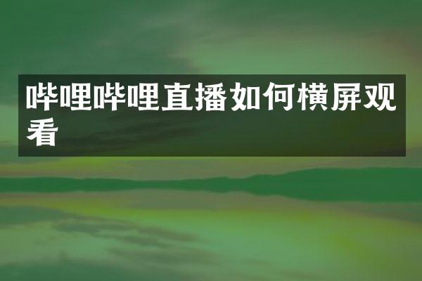 哔哩哔哩直播如何横屏观看