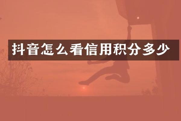 抖音怎么看信用积分多少
