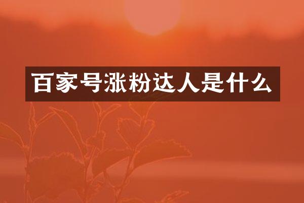 百家号涨粉达人是什么