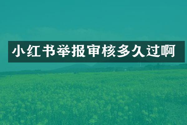 小红书举报审核多久过啊