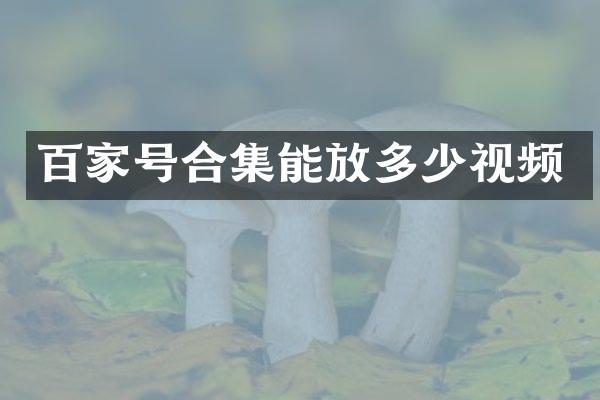 百家号能放多少视频